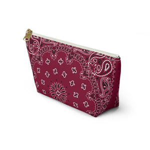 Deep Red Bandana Jewelry Pouch, Classic Americana, Pencil Bag, Travel Organizer, Gift for Her, Cute Cosmetic or Make up Bag