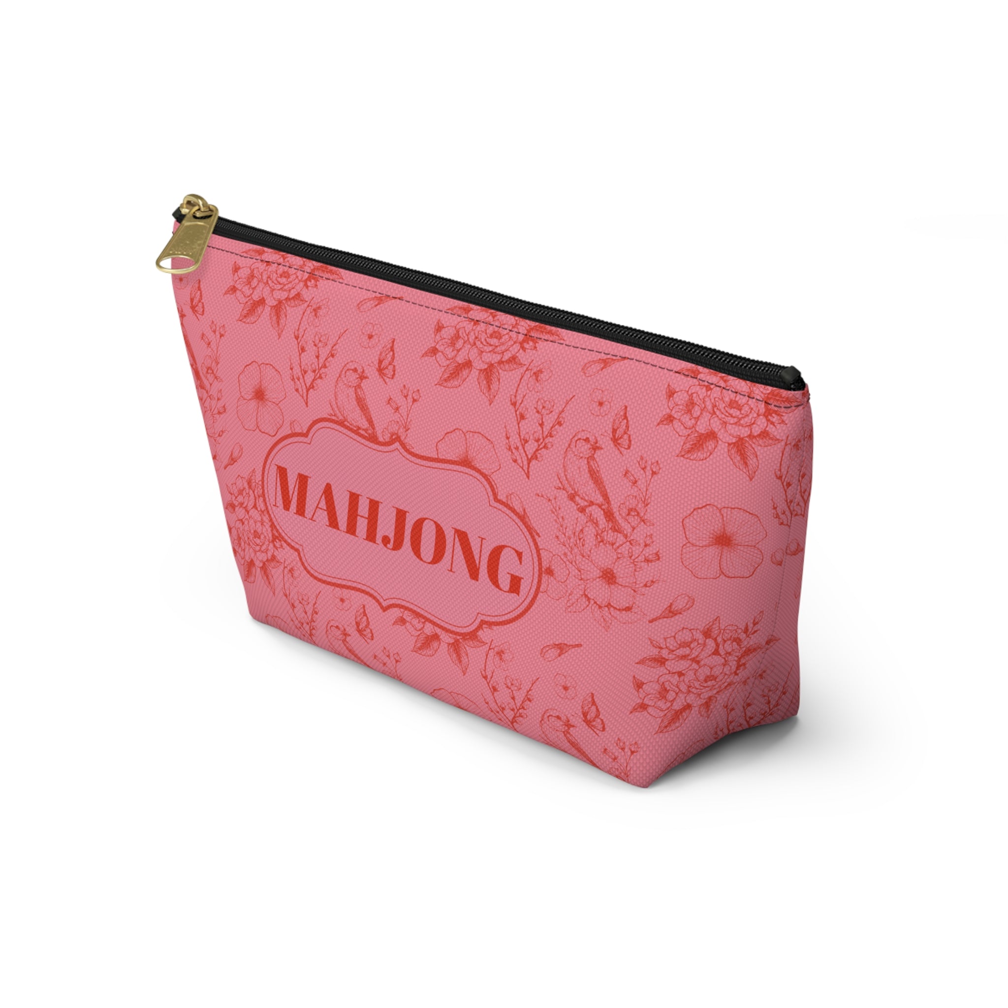 Pink Toile Valentine's Game Pouch, Mahjong Hostess Gift, Game Night Pouch, Mahj Pouch, Tile Bag