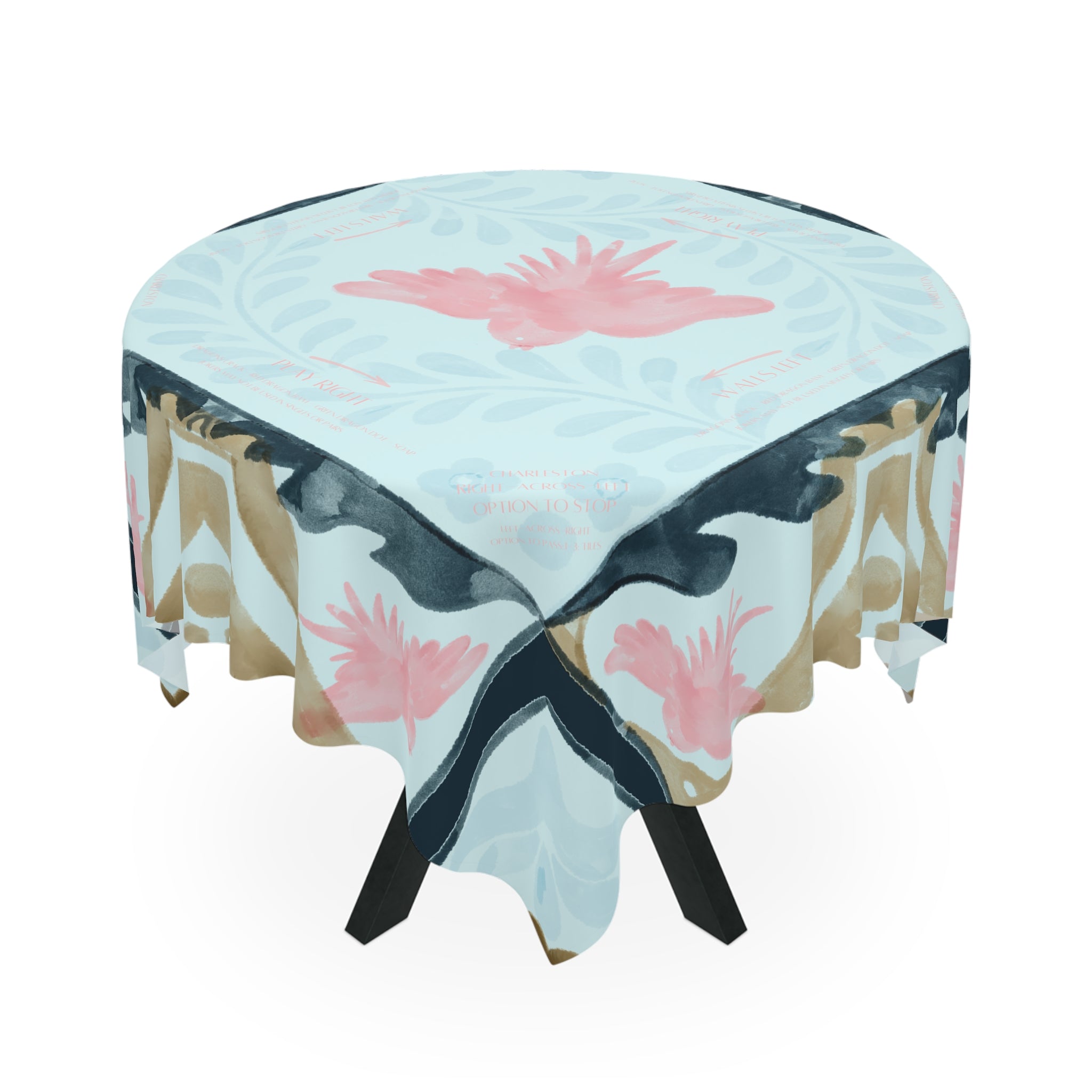 Bird Tile Tablecloth, Grandmillennial Table Cover, Hostess Gift, Charleston Rules, West Palm Beach Vibe, Beginner Instructions