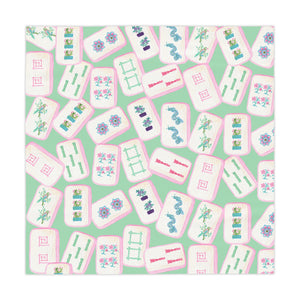 Mahjong Game Night Tablecloth, Hostess Gift,  Beginners Rules, Instructions, 55x55, Cocktails, Cowgirls, and Tiles Table Cover