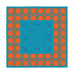 Orange Teal Rattan Mahjong Tablecloth, Game Night Hostess Gift 55x55, Blue Palm Beach Vibe, Mahj, with instrucitons,Table Cover, Home Decor