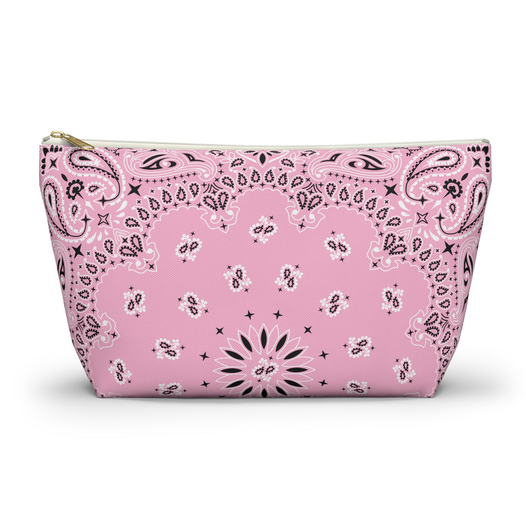 Pink Bandana Jewelry Pouch - Travel Organizer, Pencil Bag, Gift for Her, Cosmetic Makeup Bag, Cute Accessory Case