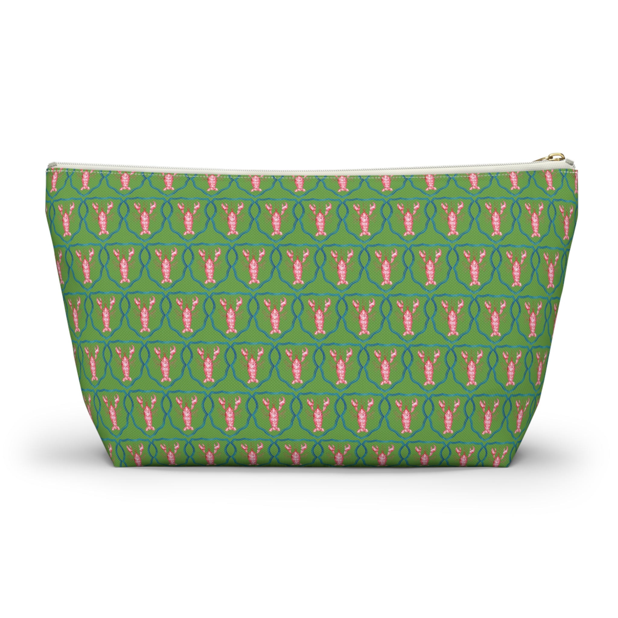 Preppy Lobster Jewelry Pouch, Green Coastal Makeup Case, Gift for Her, Pink Lobster Seaside Pencil Bag, Bachelorette Trip