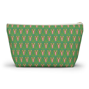 Preppy Lobster Jewelry Pouch, Green Coastal Makeup Case, Gift for Her, Pink Lobster Seaside Pencil Bag, Bachelorette Trip