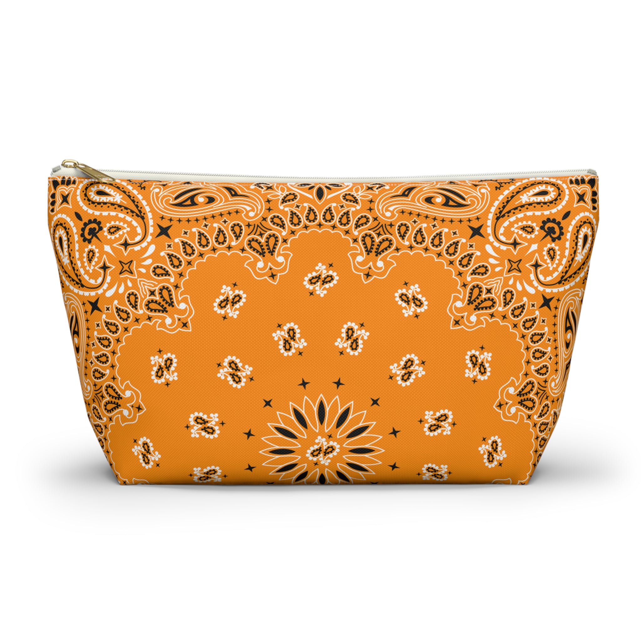 Tangerine Orange Bandana Jewelry Pouch, Costal Cowgirl, Her Travel Organizer , Cosmetic Makeup Accessory Case, Rodeo Western Classic