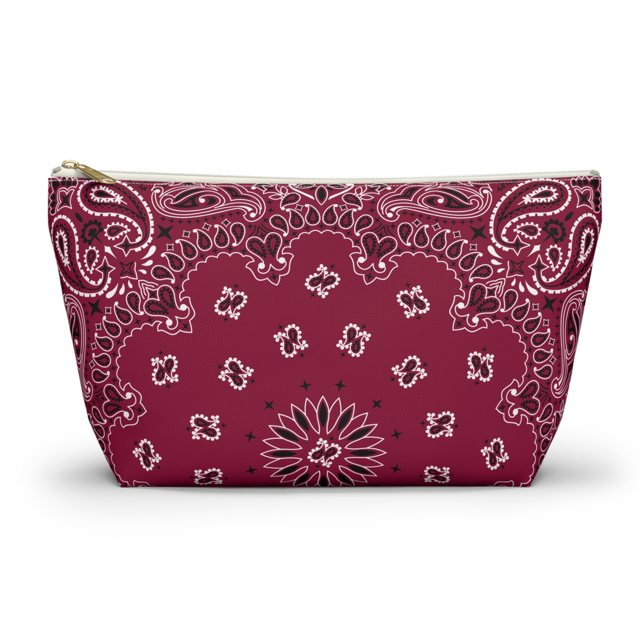 Deep Red Bandana Jewelry Pouch, Classic Americana, Pencil Bag, Travel Organizer, Gift for Her, Cute Cosmetic or Make up Bag