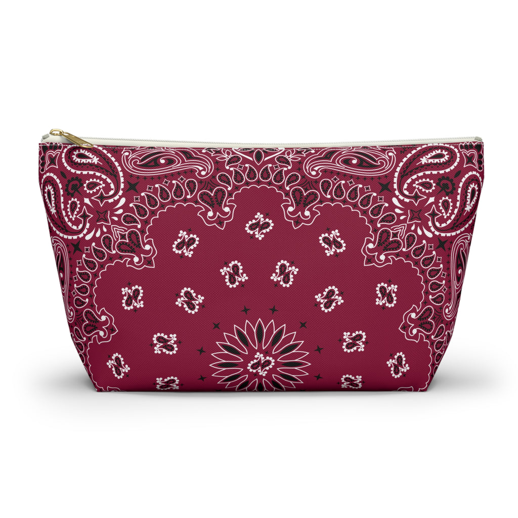 Deep Red Bandana Jewelry Pouch, Classic Americana, Pencil Bag, Travel Organizer, Gift for Her, Cute Cosmetic or Make up Bag