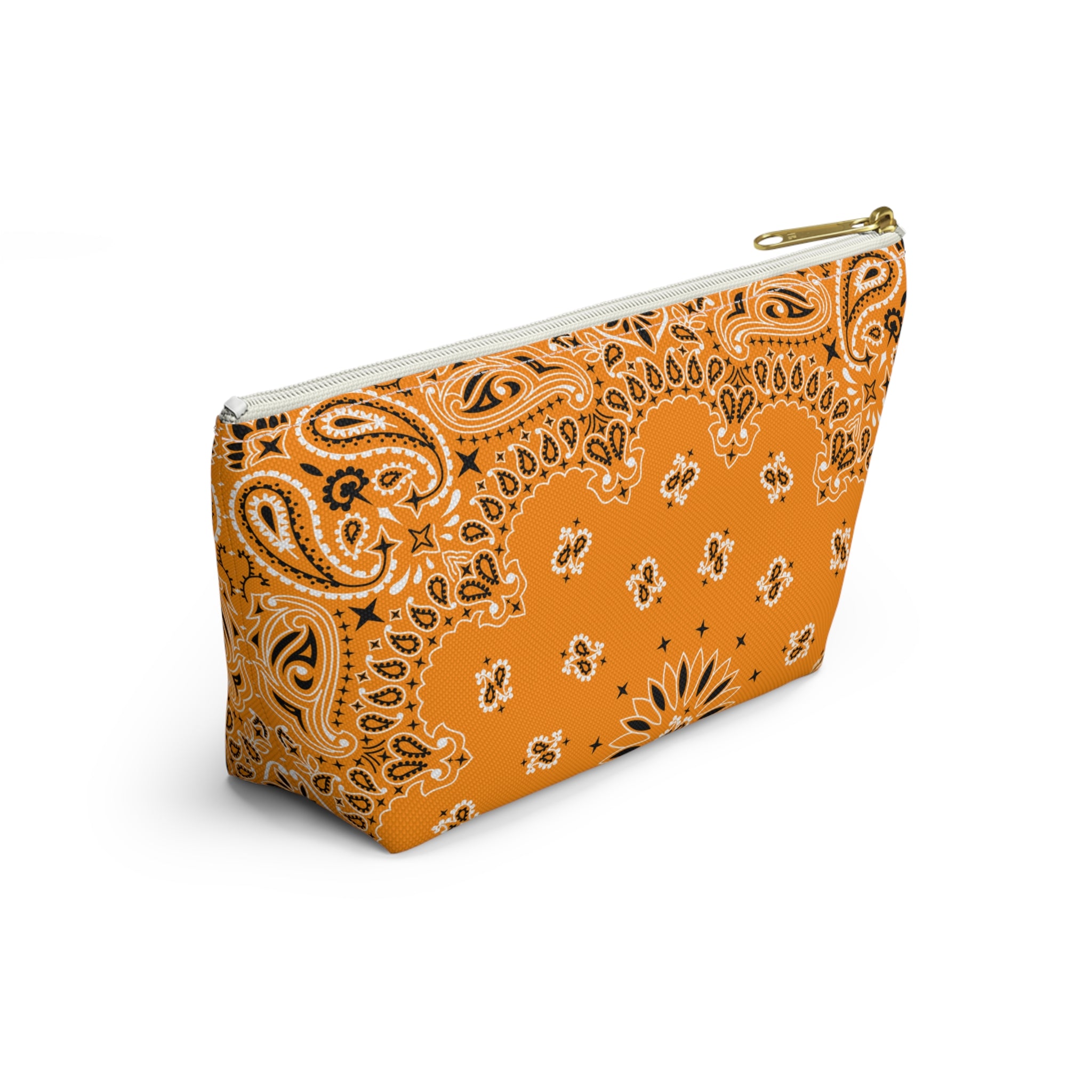 Tangerine Orange Bandana Jewelry Pouch, Costal Cowgirl, Her Travel Organizer , Cosmetic Makeup Accessory Case, Rodeo Western Classic