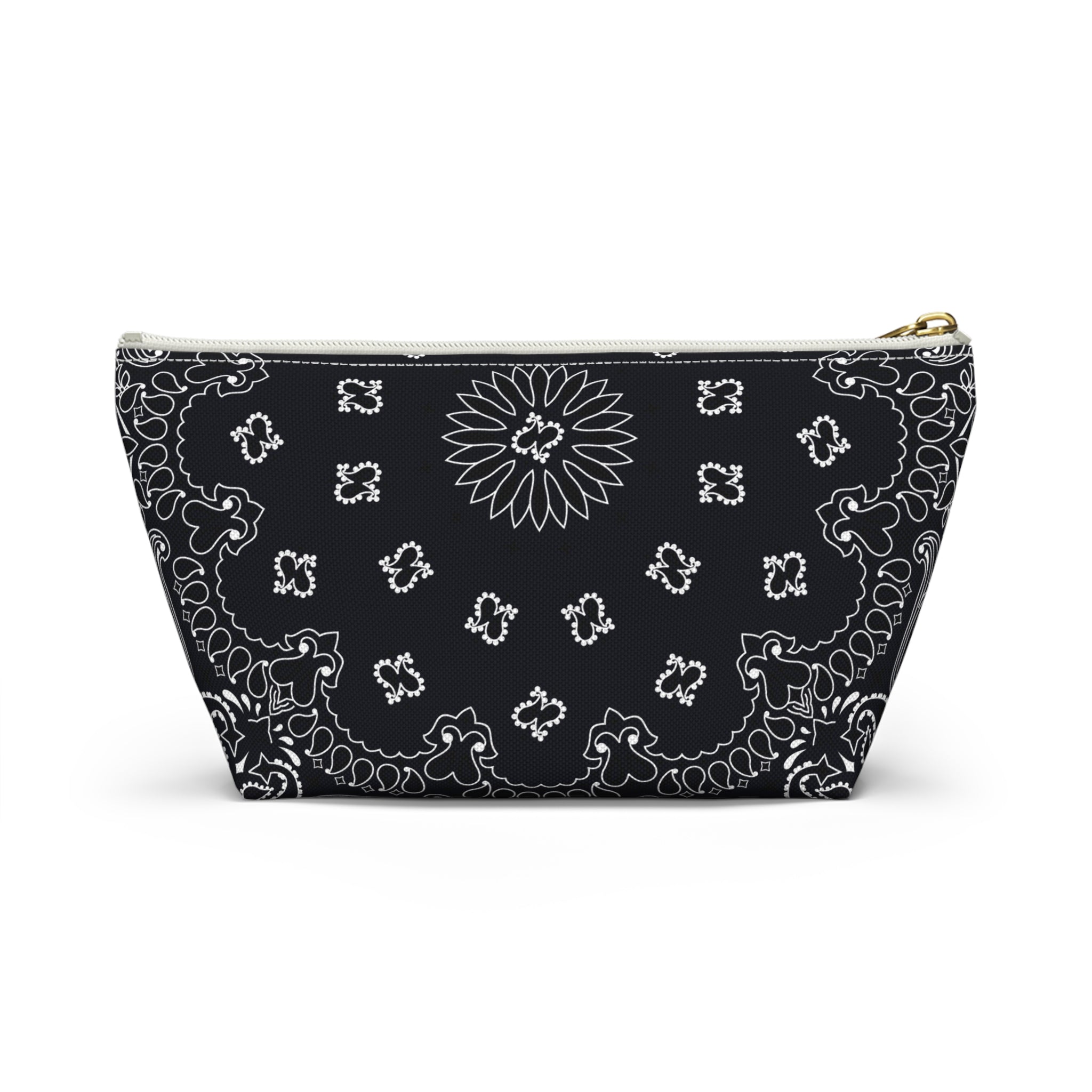 Black Bandana Jewelry Pouch - Travel Organizer, Pencil Bag, Gift for Her, Cosmetic Makeup Bag, Cute Accessory Case