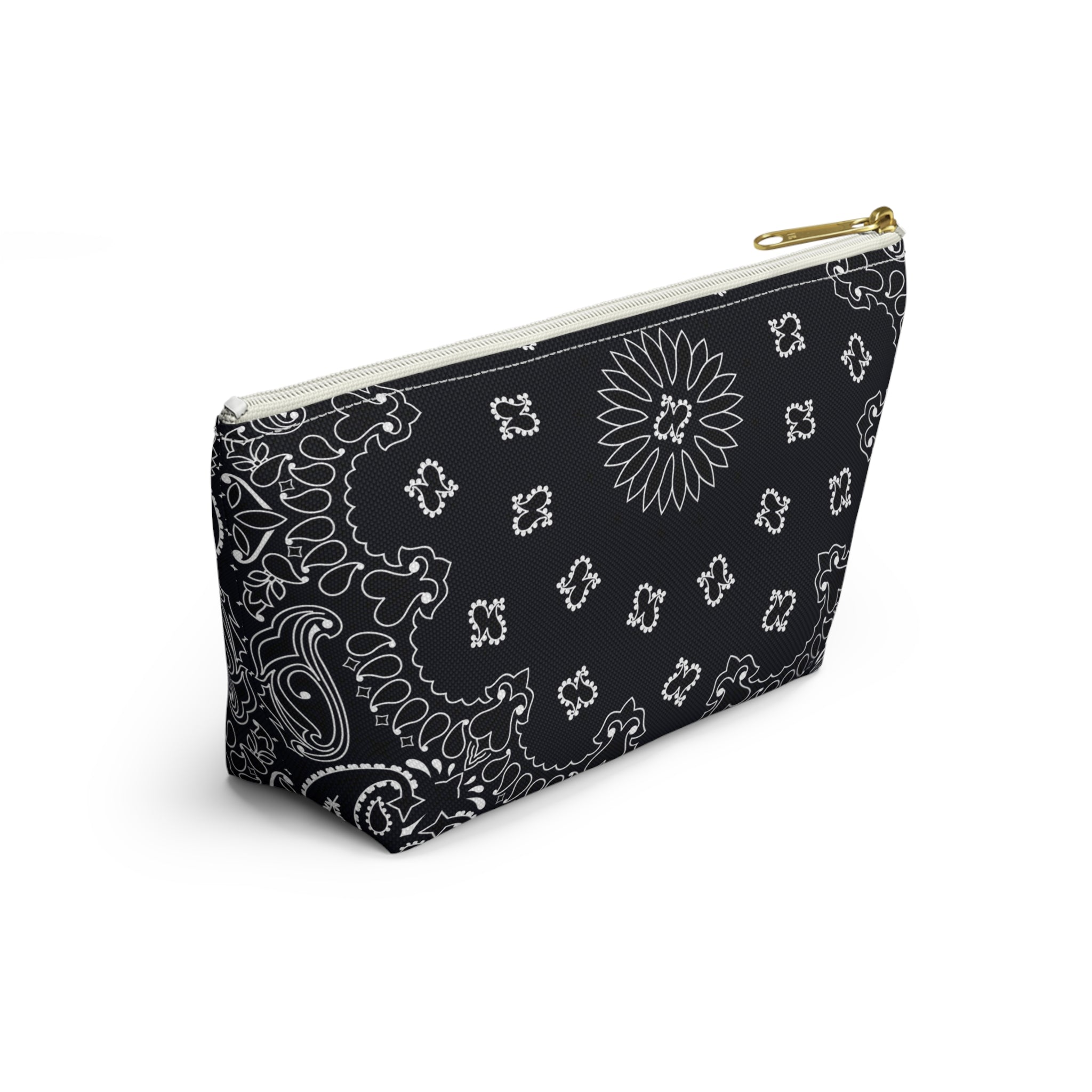 Black Bandana Jewelry Pouch - Travel Organizer, Pencil Bag, Gift for Her, Cosmetic Makeup Bag, Cute Accessory Case