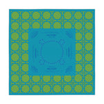 Teal Rattan Mahjong Tablecloth, Game Night Hostess Gift 55x55, Blue Palm Beach Vibe, Mahj, with instrucitons,Table Cover, Home Decor