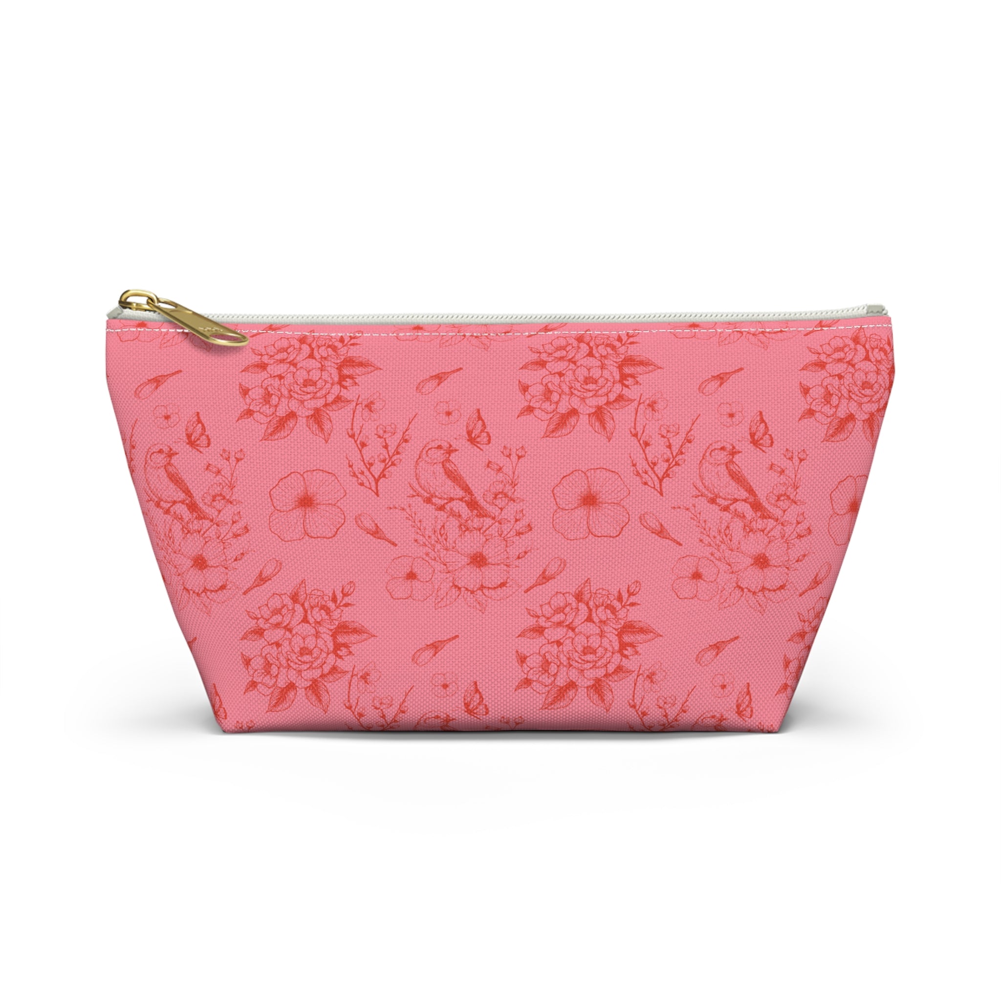Pink Toile Jewelry Pouch, Cute Zipper Bag for Accessories, Pencils, Bridesmaid Gift, travel organizer - Accessory Pouch. Makeup Bag,