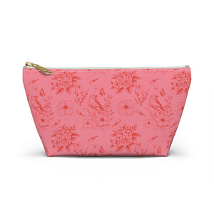 Pink Toile Jewelry Pouch, Cute Zipper Bag for Accessories, Pencils, Bridesmaid Gift, travel organizer - Accessory Pouch. Makeup Bag,