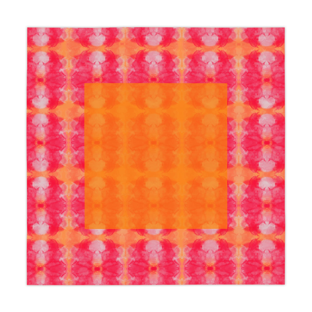 Orange & Pink Pagoda Mahjong Tablecloth | Chinoiserie Table Cover |  Hosting Decor | Hostess Gift | 55 in x 55 in | Game Night