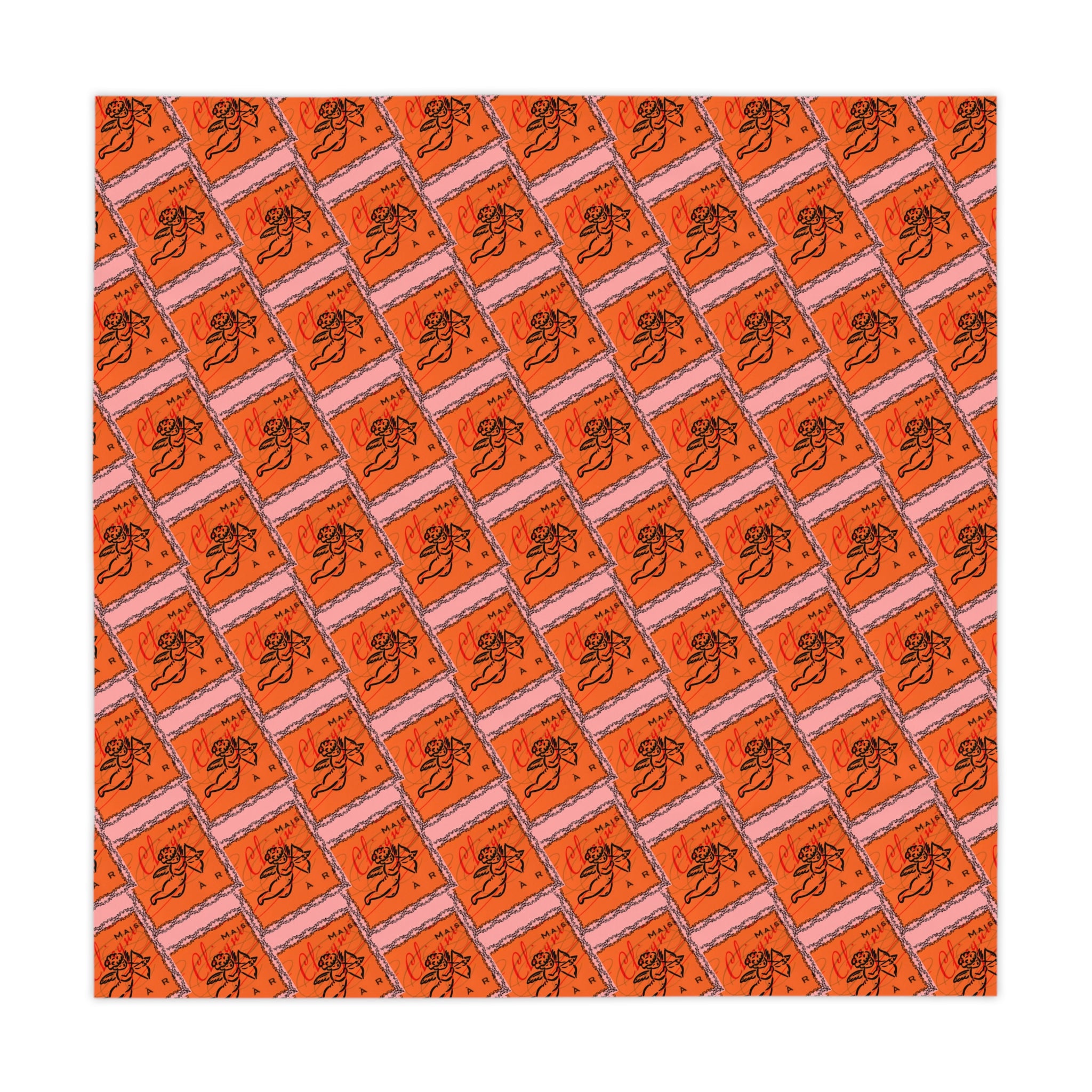 Champagne Cupid Tablecloth, Game Night Essential for Mahjong Bunco, Poker, Galentine's, Holiday Celebration, Orange Pink 55x55 Table Cover