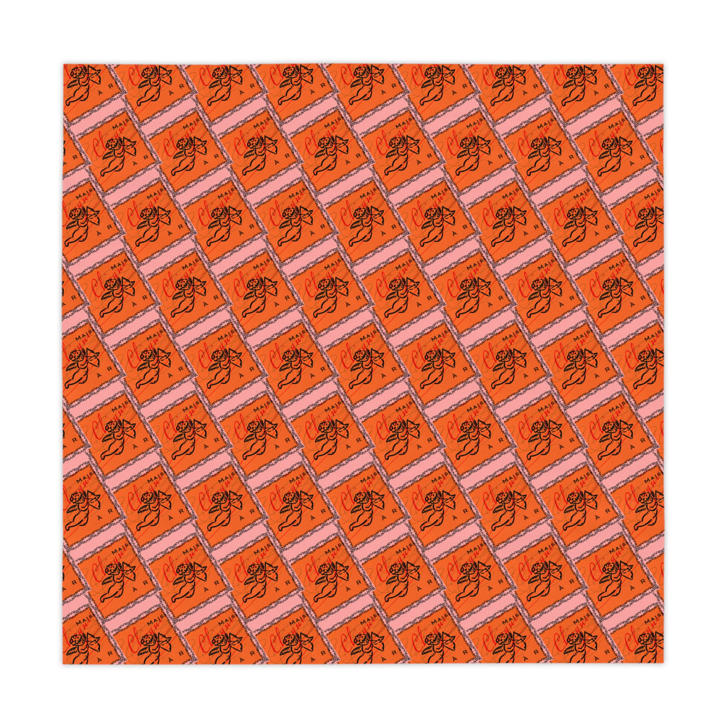 Champagne Cupid Tablecloth, Game Night Essential for Mahjong Bunco, Poker, Galentine's, Holiday Celebration, Orange Pink 55x55 Table Cover