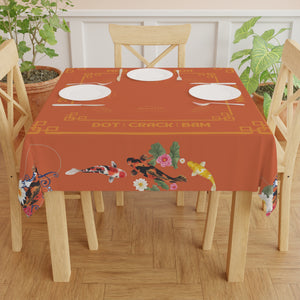 Orange Koi Mahjong Instructional Tablecloth, Great for Beginners, Game Night Decor, Hostess Gift