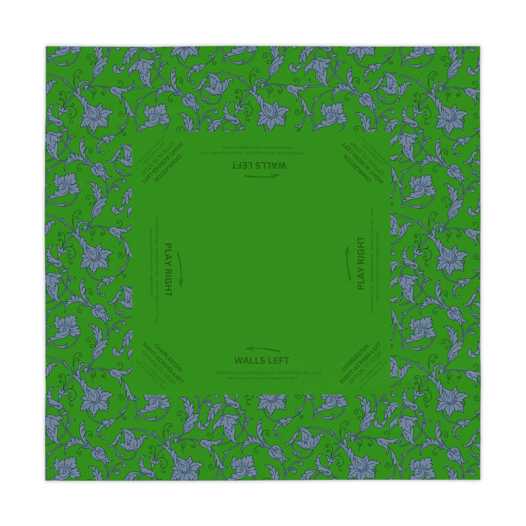 Mahjong Tablecloth, Green Vines Design, Game Night Decor, Hostess Gift, Charleston Rules