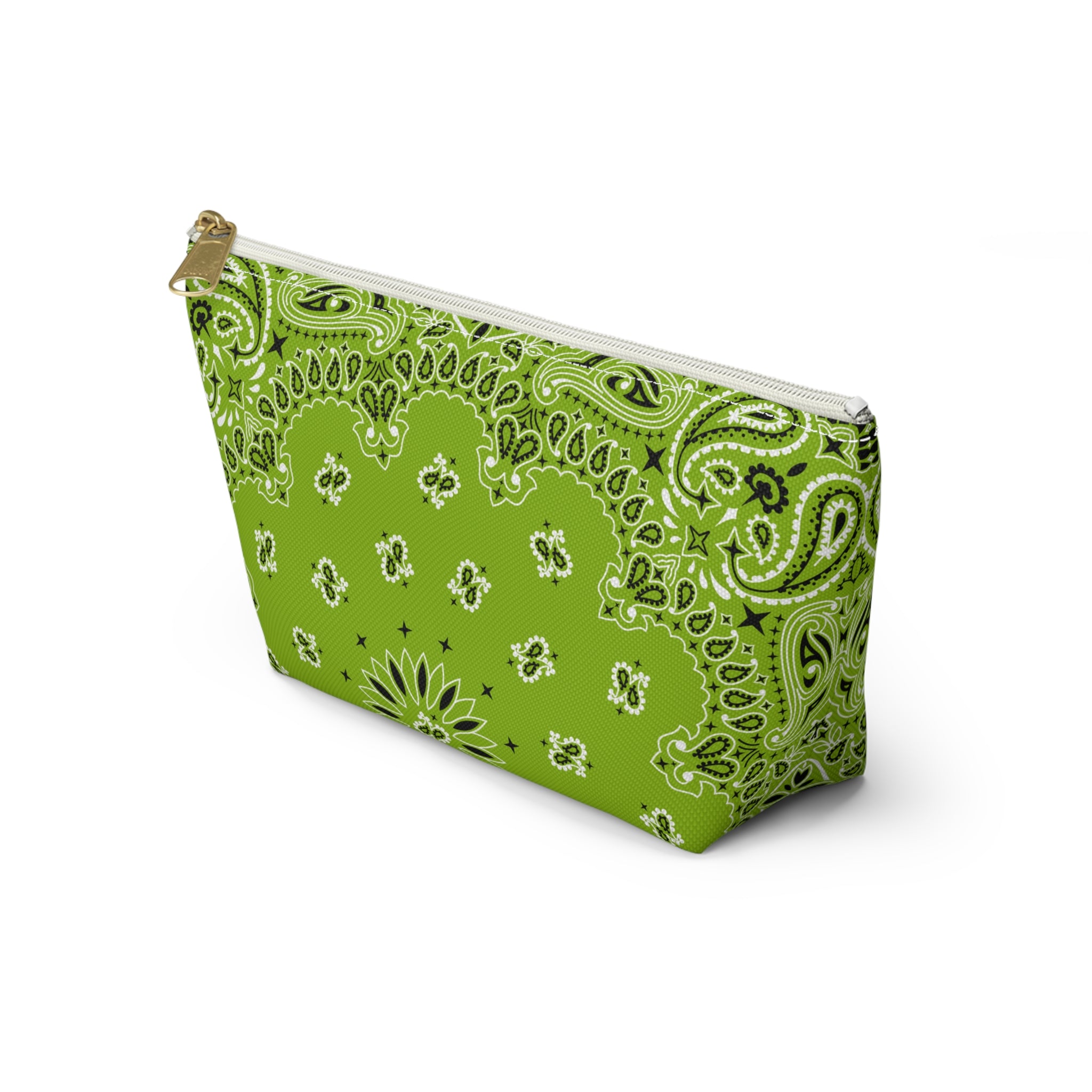 Lime Green Bandana Jewelry Pouch - Travel Organizer, Pencil Bag, Gift for Her, Cosmetic Makeup Bag, Cute Accessory Case