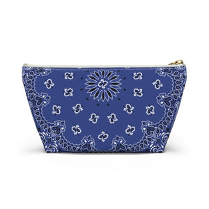 Blue Bandana Jewelry Pouch - Travel Organizer, Pencil Bag, Gift for Her, Cosmetic Makeup Bag, Cute Accessory Case