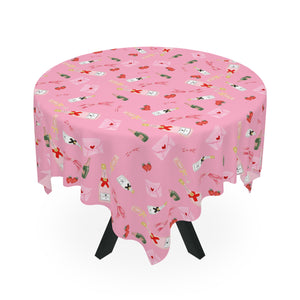 Champagne Valentine's Tablecloth, Romantic Pink Game Night Essential for Mahjong, Bunco, Poker, Holiday Celebration, Galentine's Night