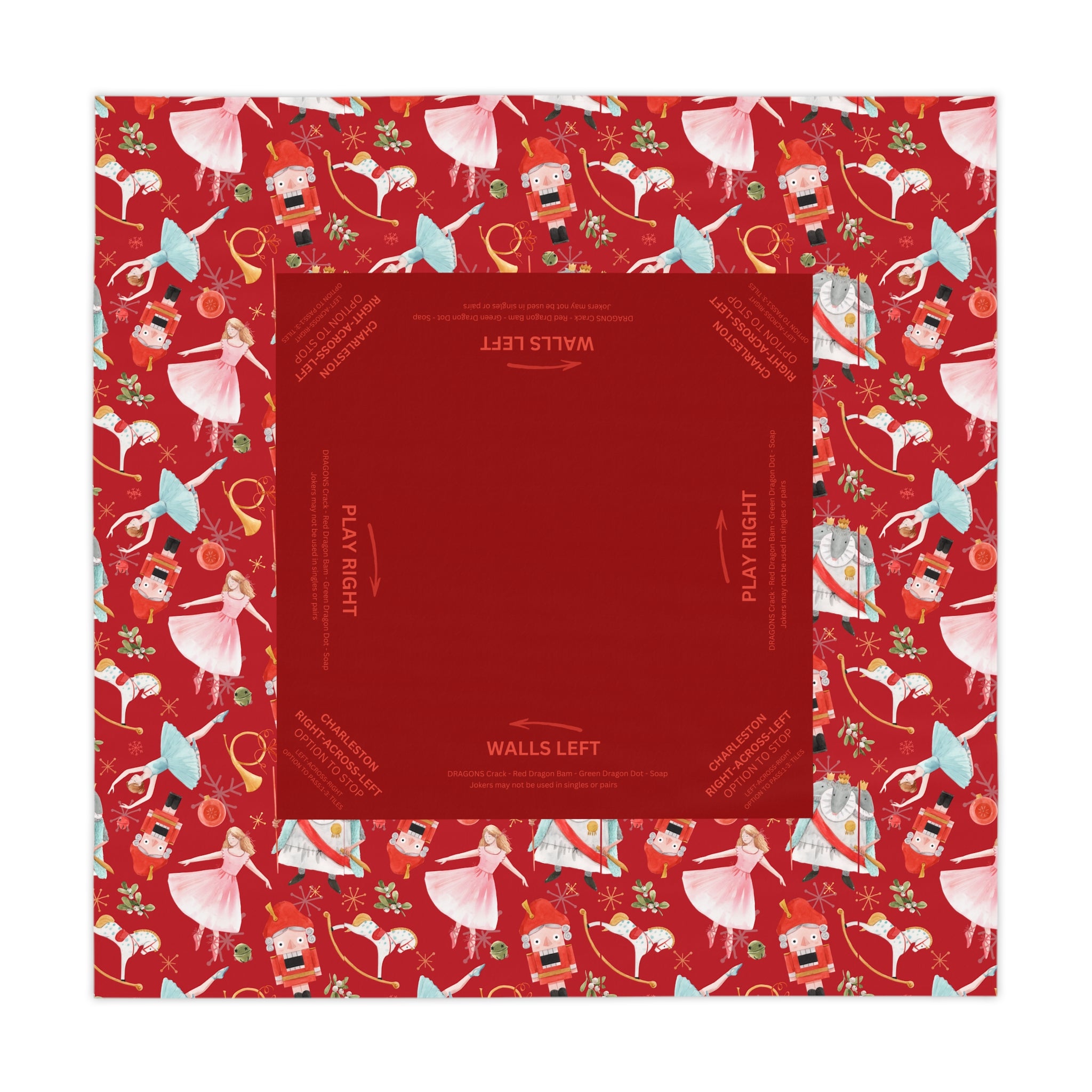 Christmas MAHJONG NutcrackerTablecloth, Mahjong Instructions, Size 55 x 55, Mahjong with Rules, great for beginners learning how to play