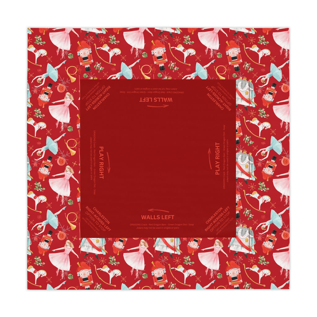 Christmas MAHJONG NutcrackerTablecloth, Mahjong Instructions, Size 55 x 55, Mahjong with Rules, great for beginners learning how to play