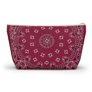 Deep Red Bandana Jewelry Pouch, Classic Americana, Pencil Bag, Travel Organizer, Gift for Her, Cute Cosmetic or Make up Bag