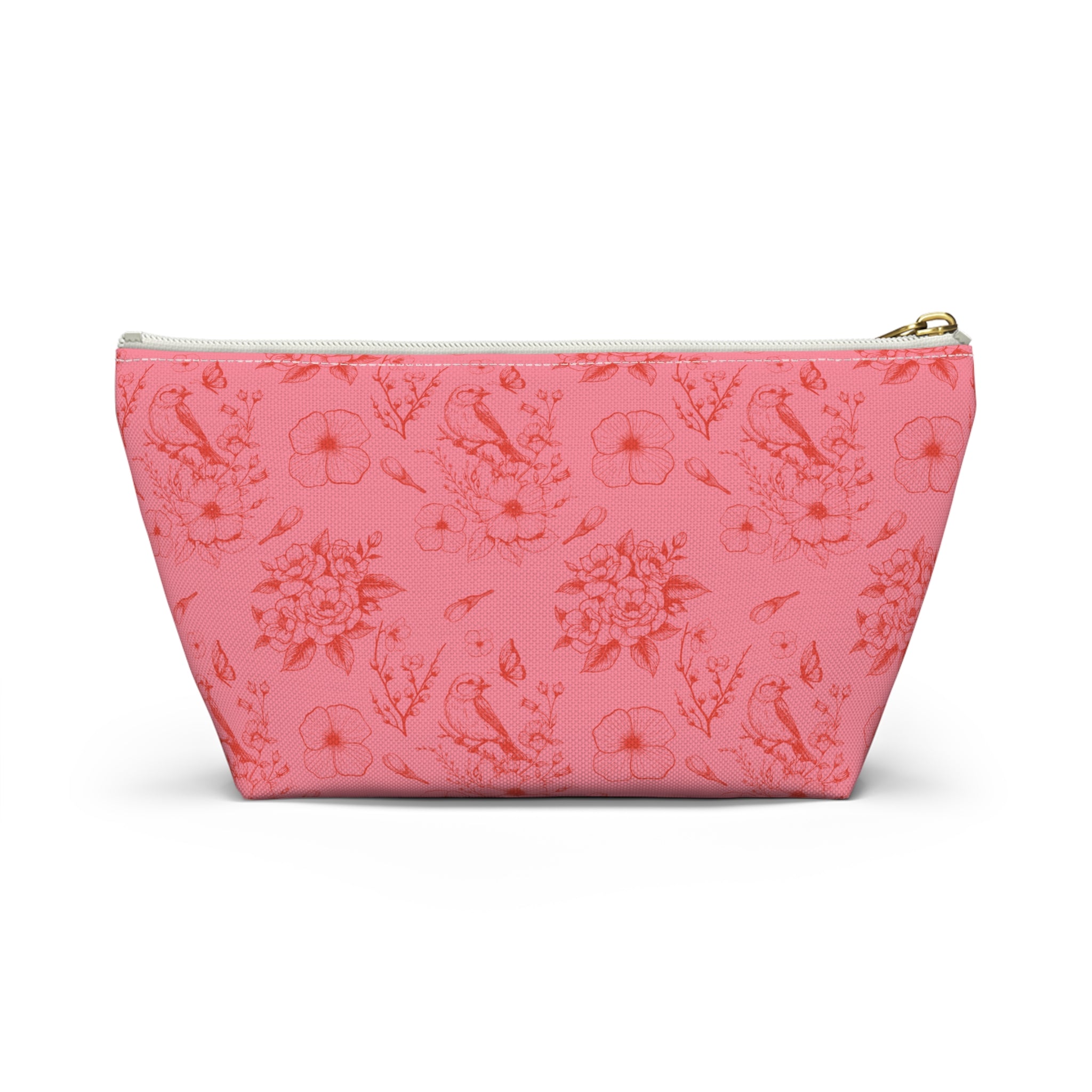 Pink Toile Jewelry Pouch, Cute Zipper Bag for Accessories, Pencils, Bridesmaid Gift, travel organizer - Accessory Pouch. Makeup Bag,