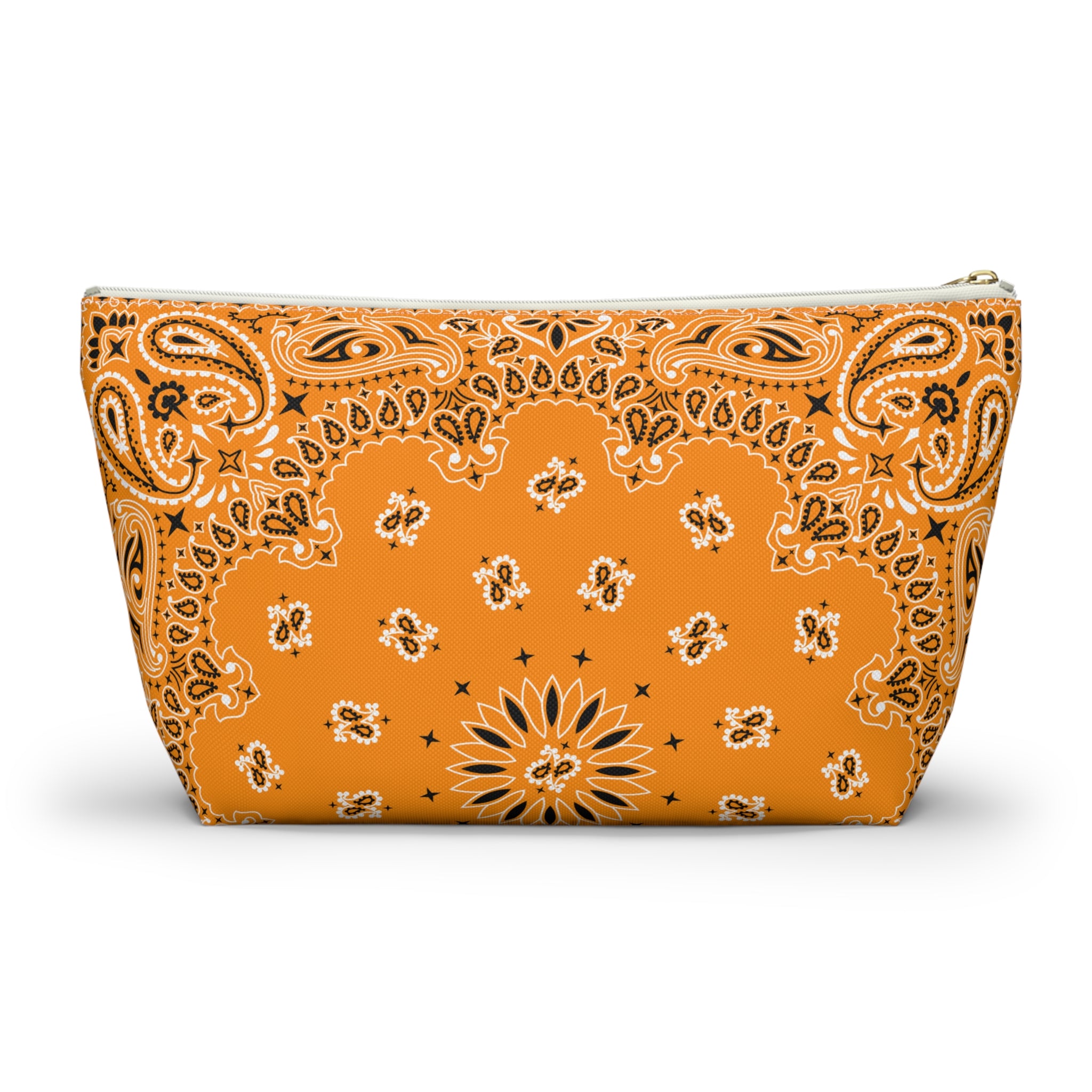 Tangerine Orange Bandana Jewelry Pouch, Costal Cowgirl, Her Travel Organizer , Cosmetic Makeup Accessory Case, Rodeo Western Classic
