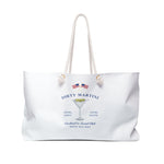 Dirty Martini Social Club Weekender Bag Tote, Red, White, Blue, Preppy Beach Duffel, American Flag Purse, Travel Overnight Carry-On, Handbag