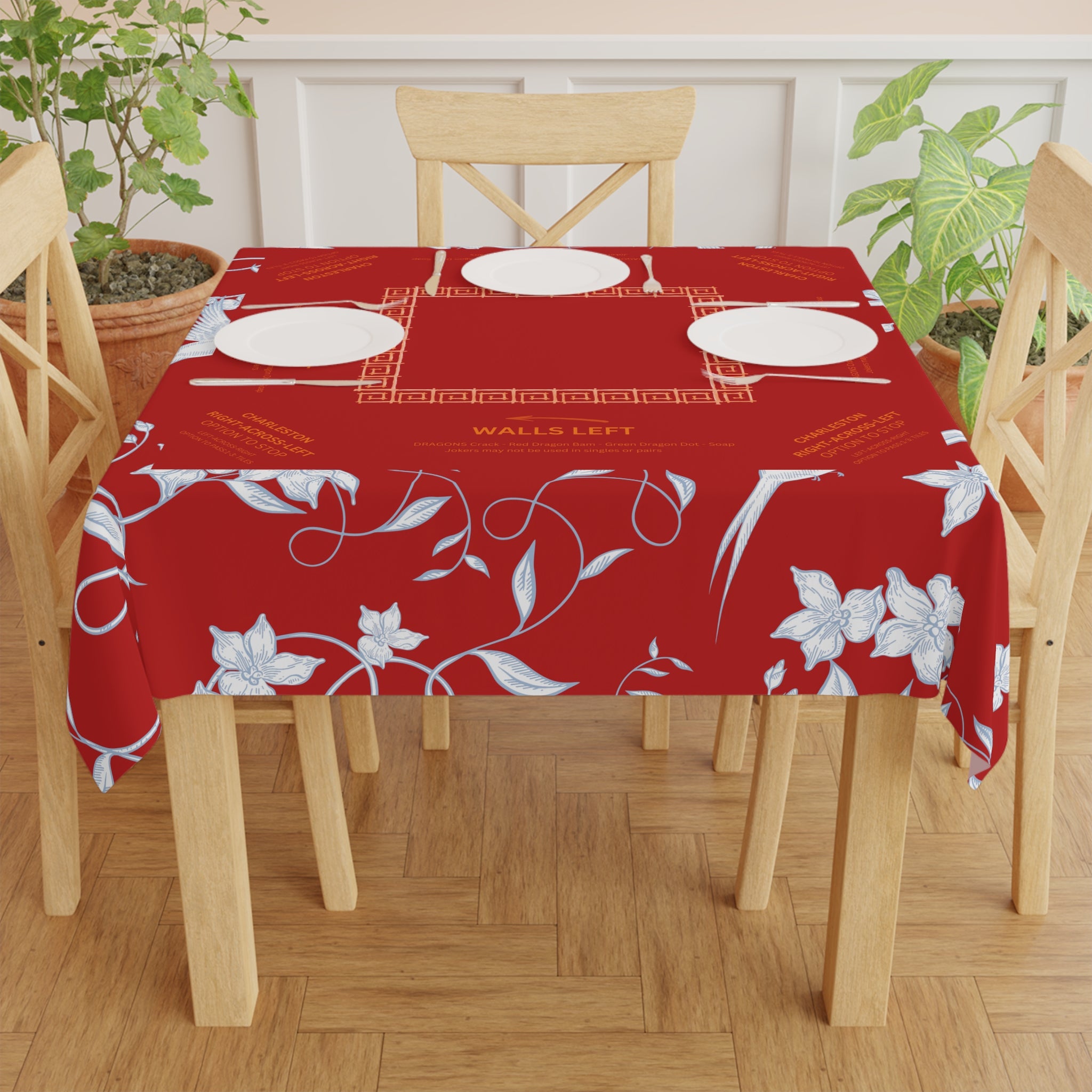 Red Birdie Tablecloth, Grandmillennial Table Cover, Hostess Gift, Charleston Rules, Beginner Instructions