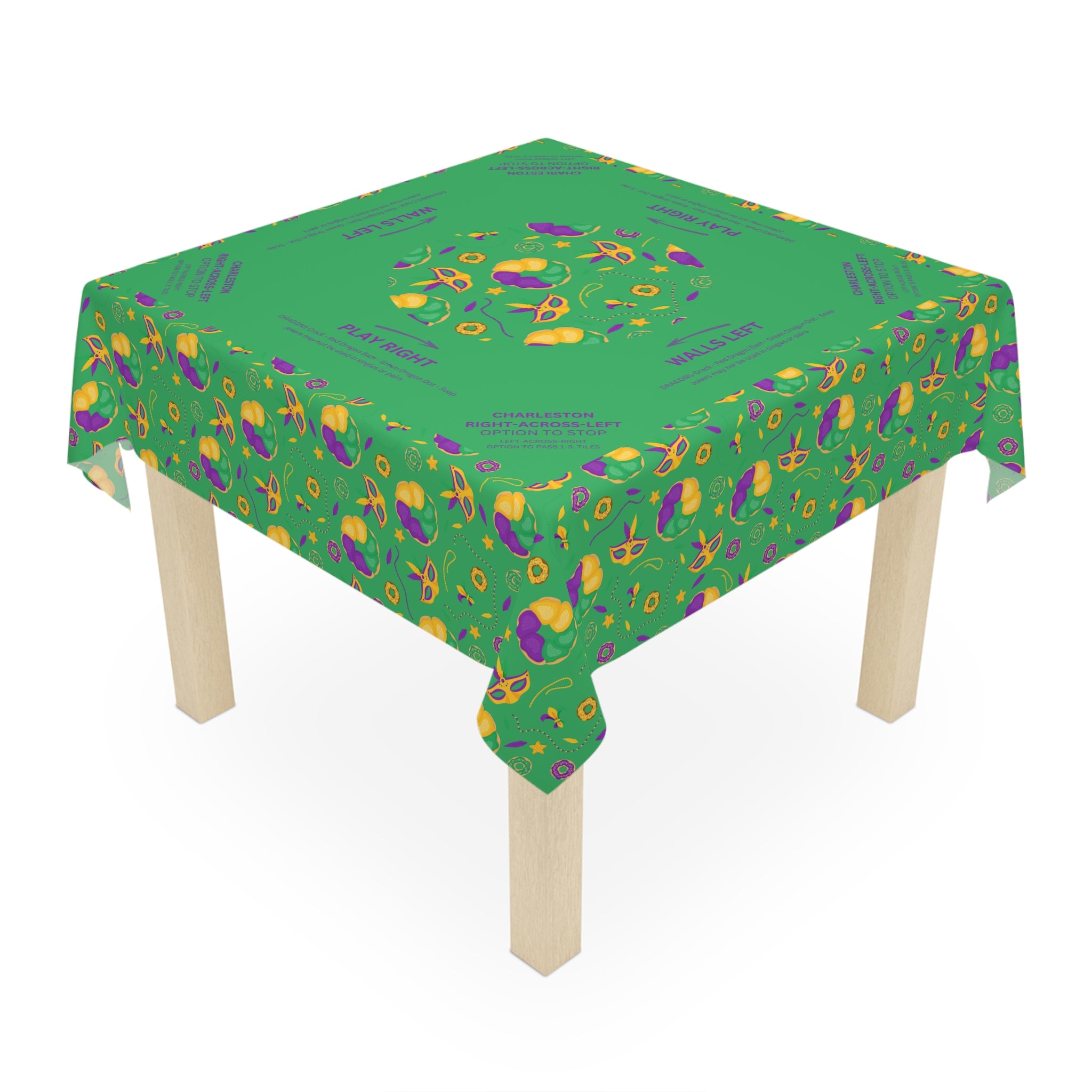 Mardi Gras MAHJONG Tablecloth, With Instructions, Size 55 x 55, Learning to play, Beginner