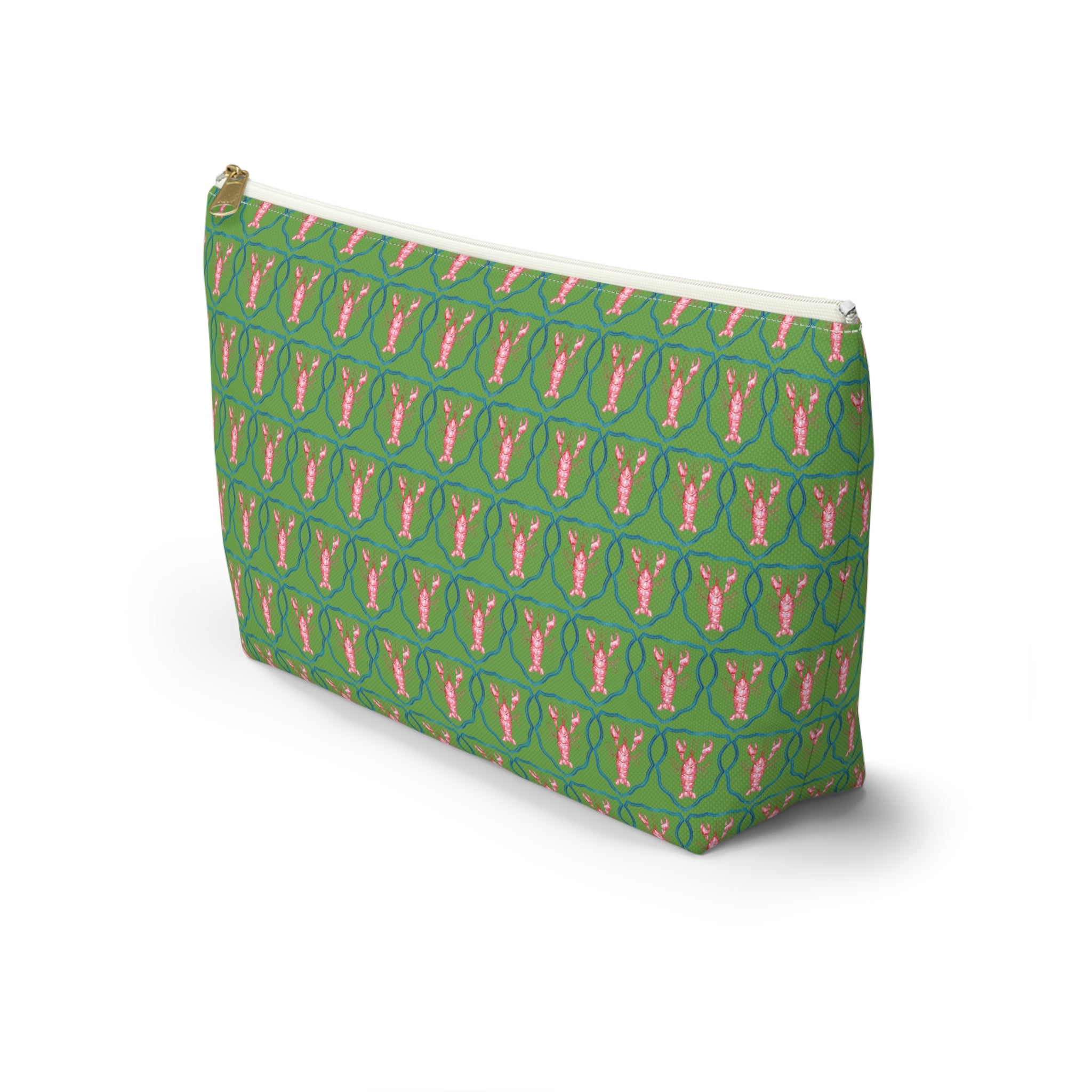 Preppy Lobster Jewelry Pouch, Green Coastal Makeup Case, Gift for Her, Pink Lobster Seaside Pencil Bag, Bachelorette Trip