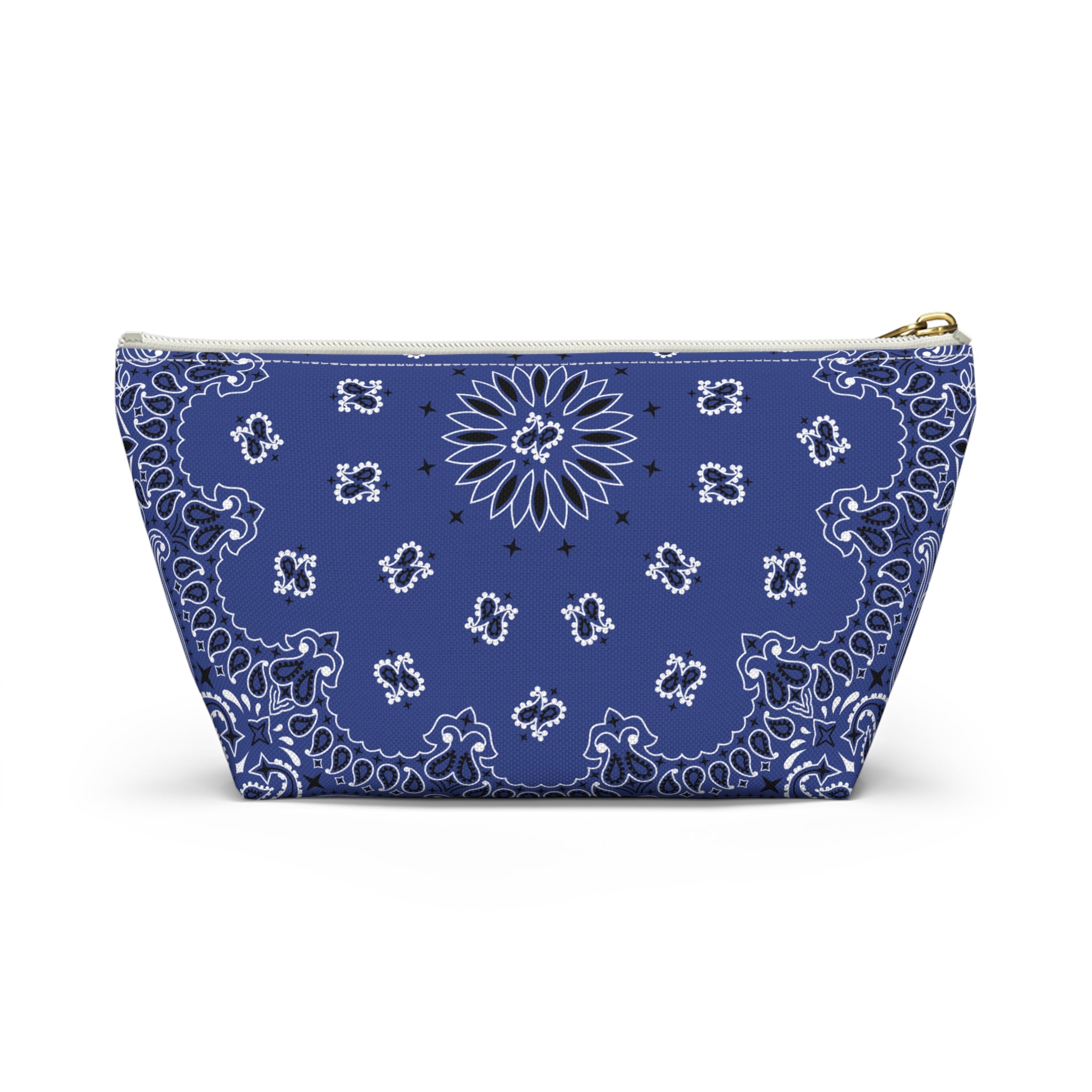 Blue Bandana Jewelry Pouch - Travel Organizer, Pencil Bag, Gift for Her, Cosmetic Makeup Bag, Cute Accessory Case