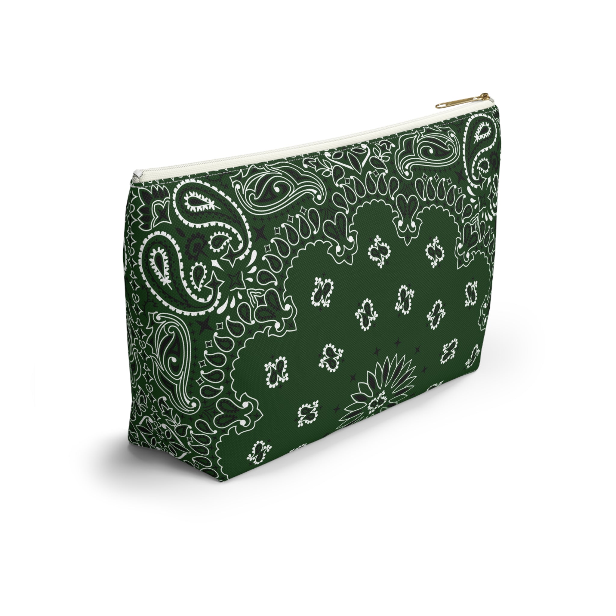 Forest Green Bandana Jewelry Pouch - Travel Organizer, Pencil Bag, Gift for Her, Cosmetic Makeup Bag, Cute Accessory Case