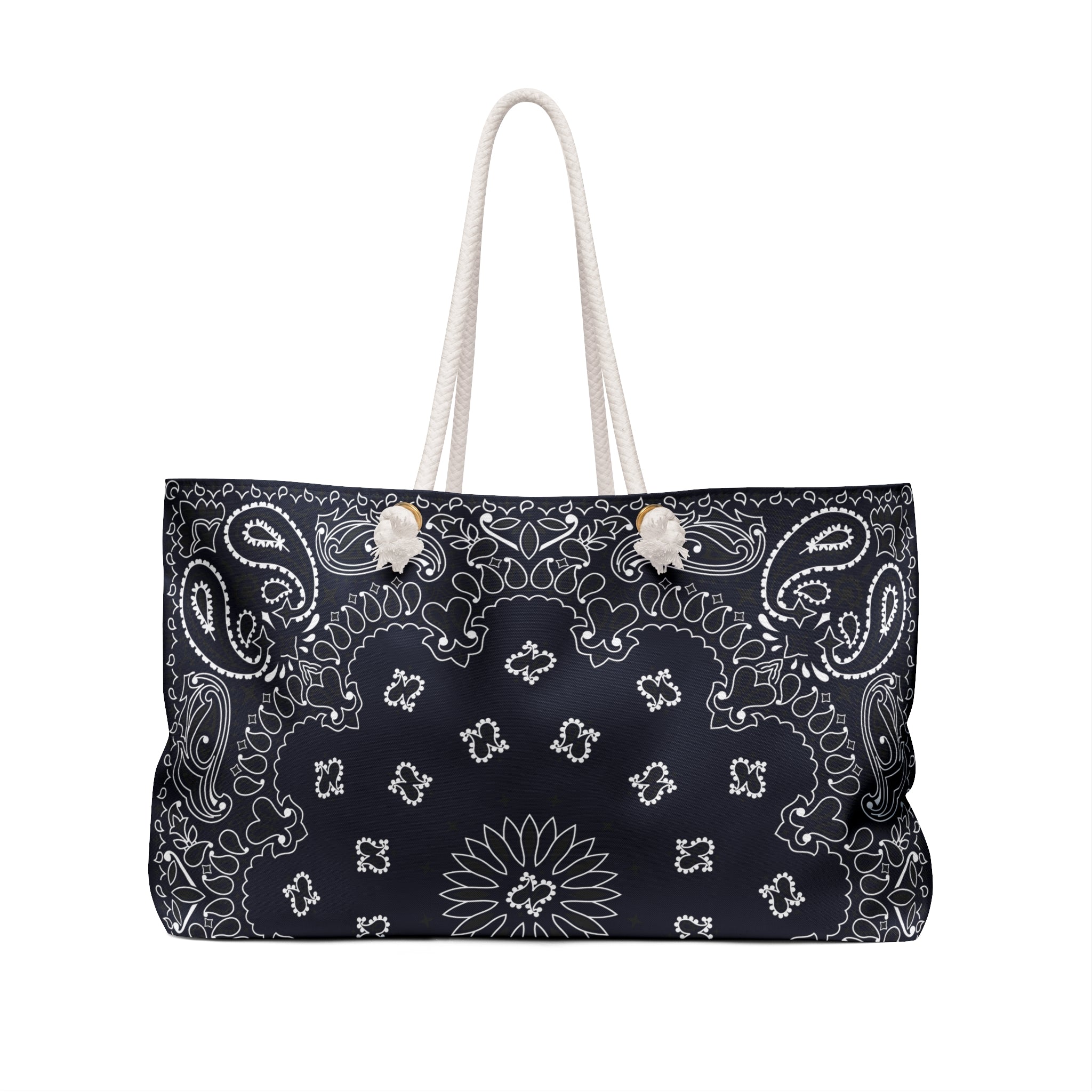 Classic Black Bandana Weekender Bag, Tote, Preppy Beach Duffel, Purse, Travel Overnight Carry-On, Handbag, Costal Cowgirl, Western Rodeo