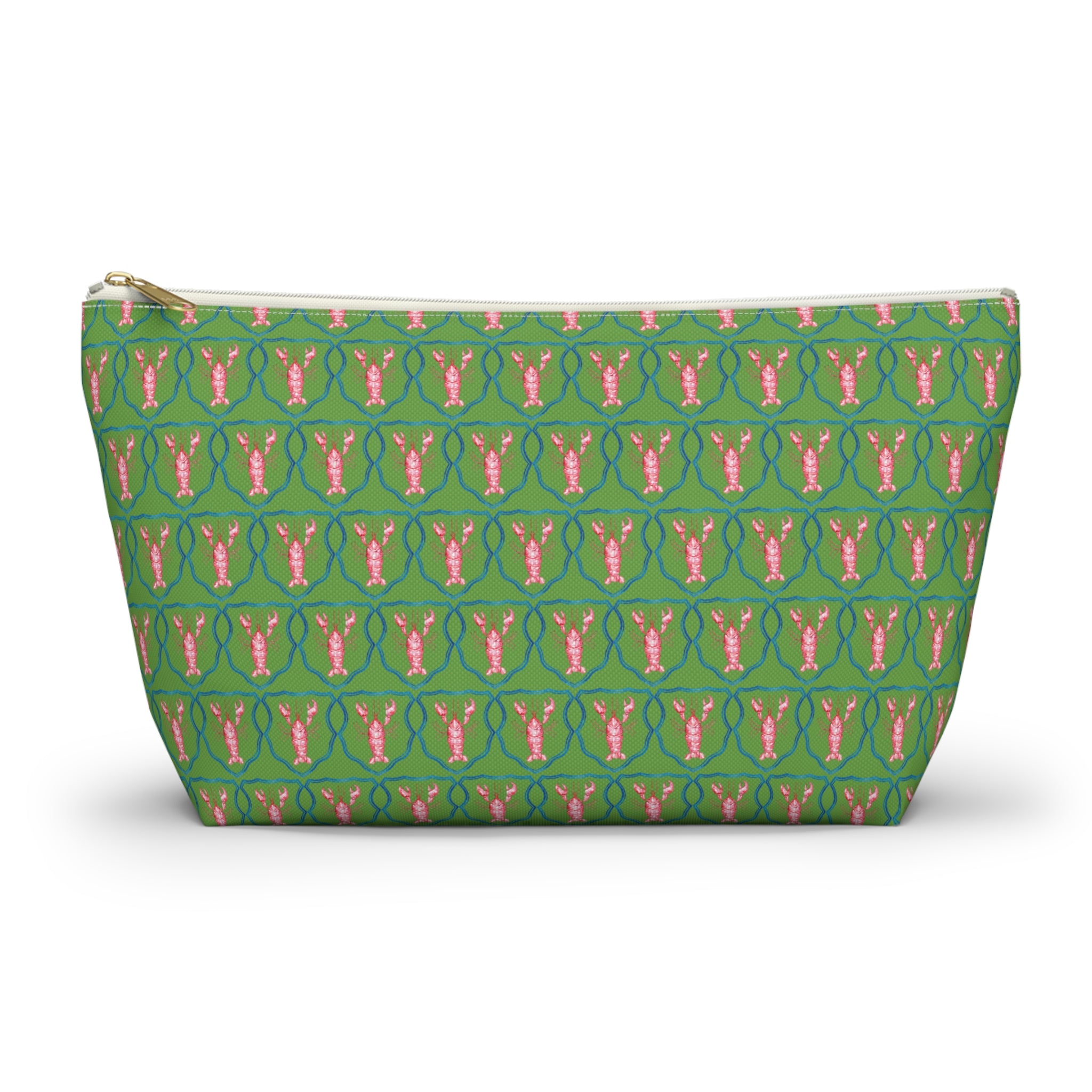 Preppy Lobster Jewelry Pouch, Green Coastal Makeup Case, Gift for Her, Pink Lobster Seaside Pencil Bag, Bachelorette Trip