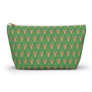 Preppy Lobster Jewelry Pouch, Green Coastal Makeup Case, Gift for Her, Pink Lobster Seaside Pencil Bag, Bachelorette Trip