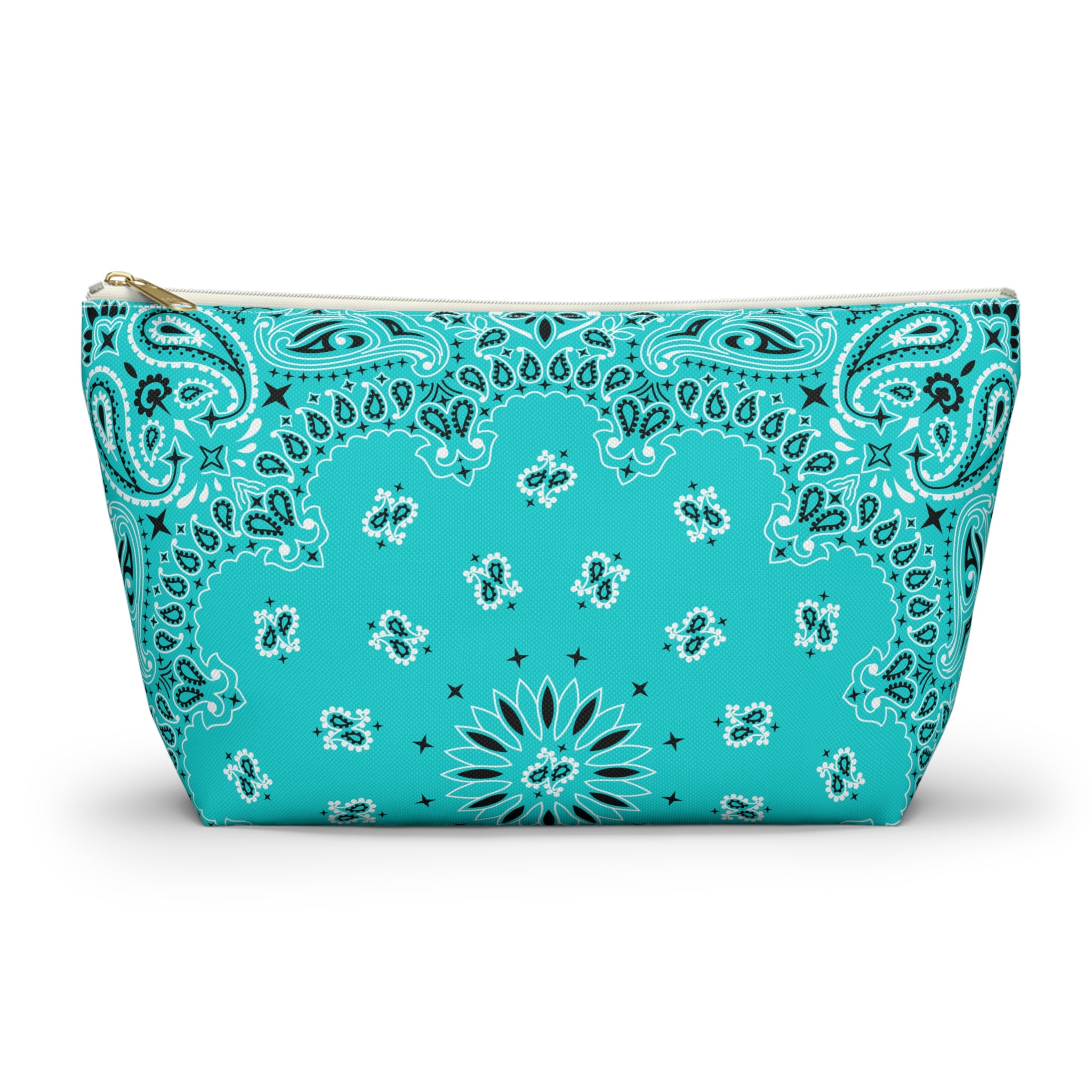 Teal Blue Bandana Jewelry Pouch - Travel Organizer, Pencil Bag, Gift for Her, Cosmetic Makeup Bag, Cute Accessory Case