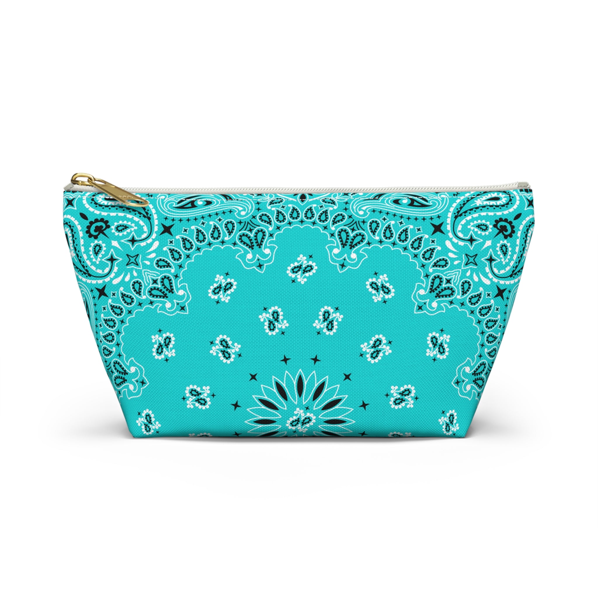 Teal Blue Bandana Jewelry Pouch - Travel Organizer, Pencil Bag, Gift for Her, Cosmetic Makeup Bag, Cute Accessory Case