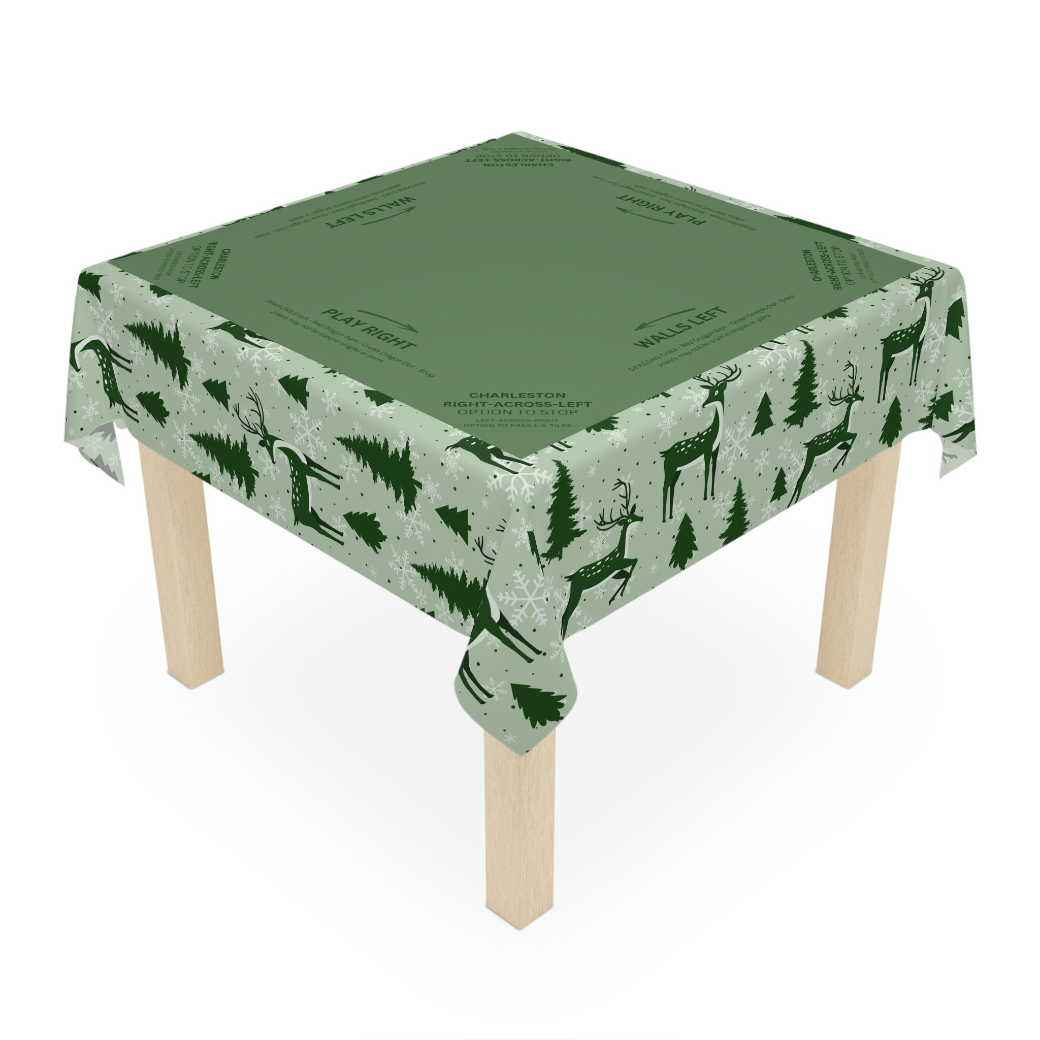 Christmas MAHJONG Tablecloth Forest Coquette, Mahjong Instructions,Tablecloth Size 55 x 55, Mahjong with Rules, for beginners