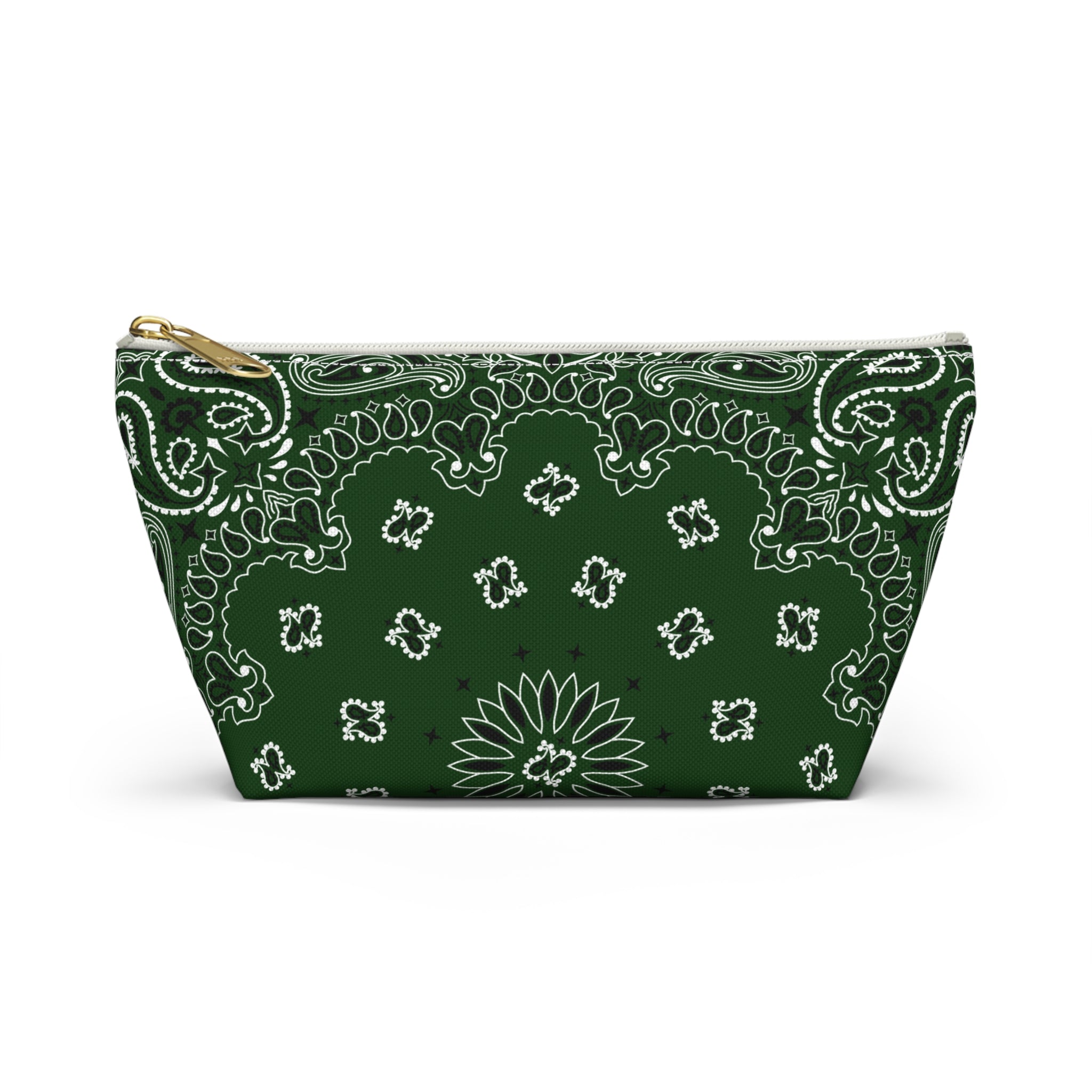 Forest Green Bandana Jewelry Pouch - Travel Organizer, Pencil Bag, Gift for Her, Cosmetic Makeup Bag, Cute Accessory Case