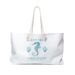 Ocean Club Club Weekender Bag Tote, Teal Blue Seahorse, Preppy Beach Duffel, Sealife Purse, Travel Overnight Carry-On, Handbag