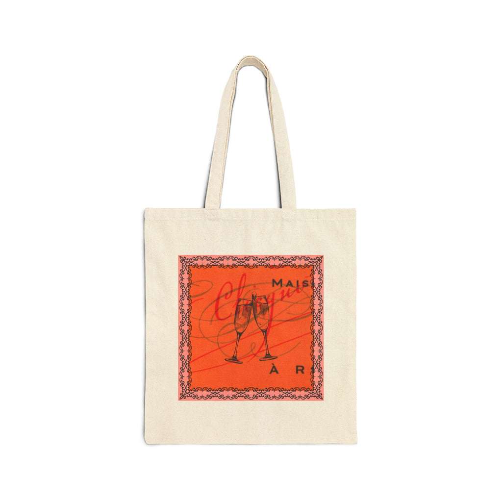 Champagne Problems Cotton Canvas Tote Bag, Valentine's Day Orange Label Bubbles Girls who Brunch, Fun Gift for Her, Reusable Shopping Bag,