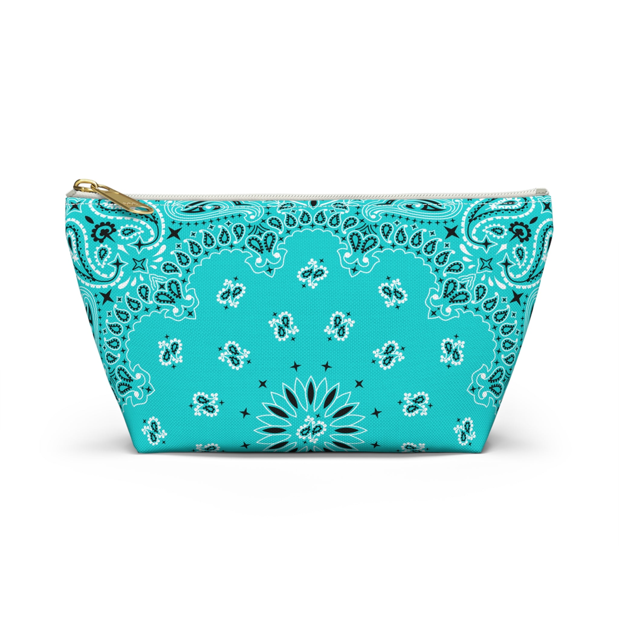 Teal Blue Bandana Jewelry Pouch - Travel Organizer, Pencil Bag, Gift for Her, Cosmetic Makeup Bag, Cute Accessory Case