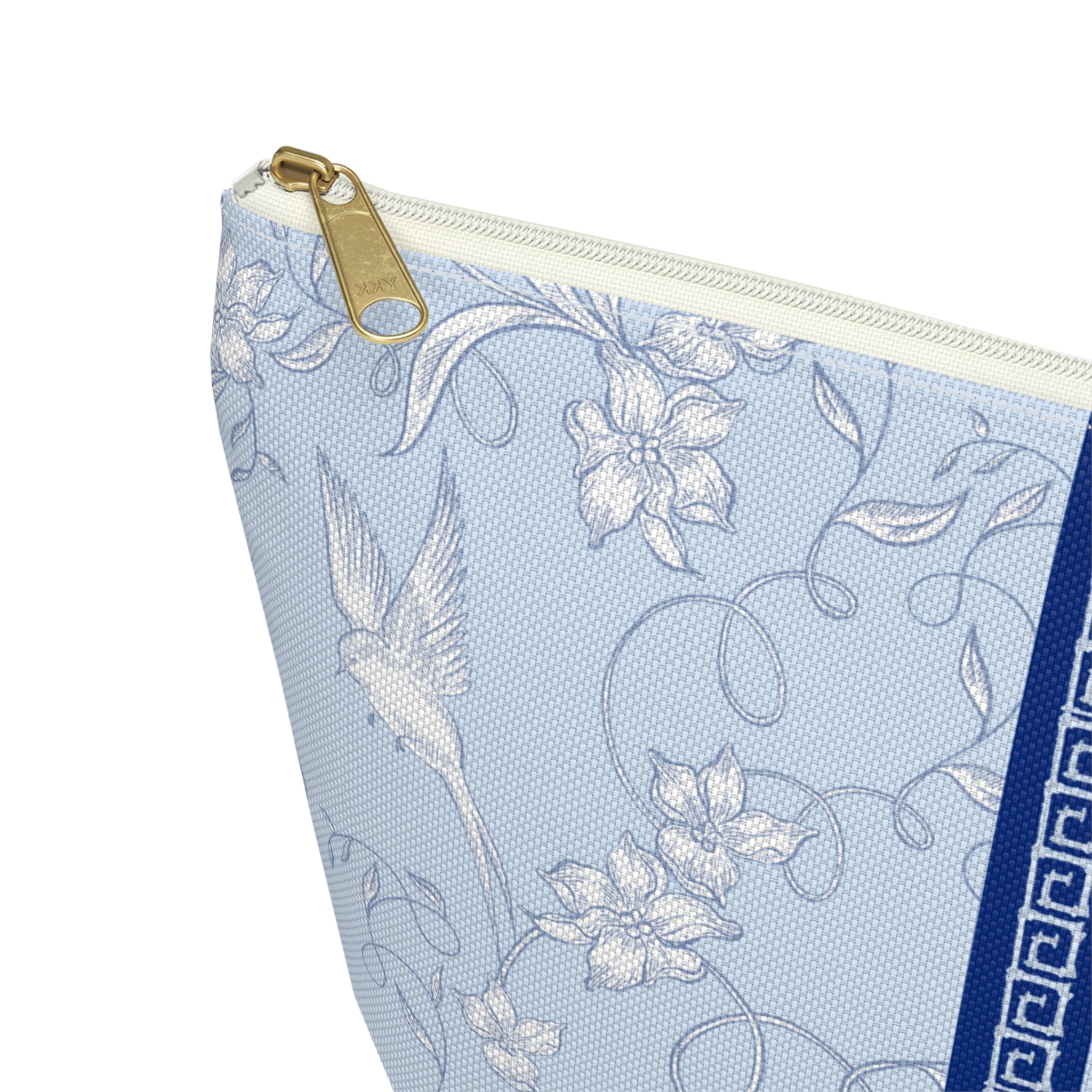 Monogrammed Mahjong Tile Bag: Chinoiserie Travel Pouch, Blue Birdie, Small and Large