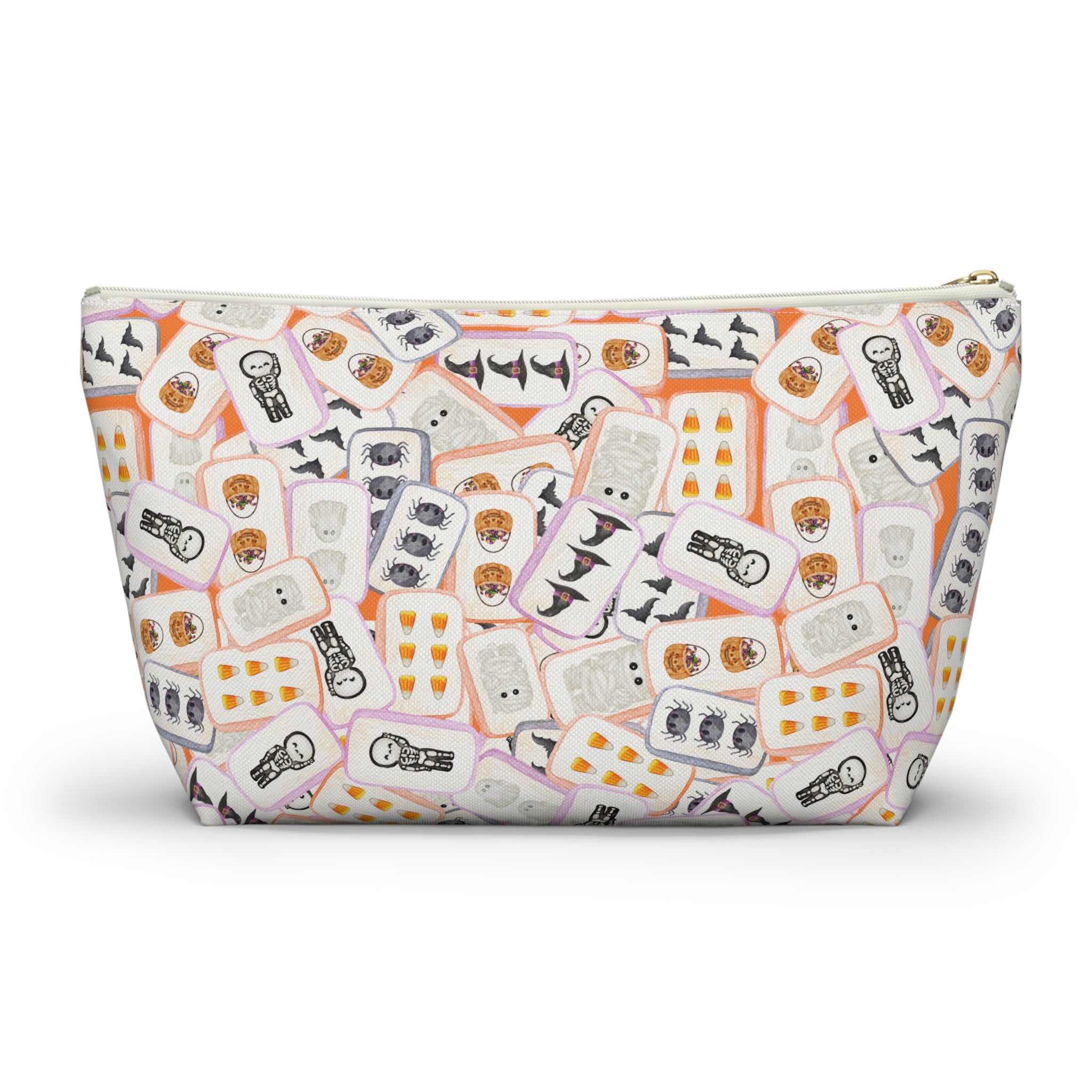 Halloween MAHJONG Tiles Pouch, Hostess Gift, Large and Small Sizes, Game Night Prize, Bat, Witch, Skeleton, Mummy, Pumpkin, Candy Corn, Bat