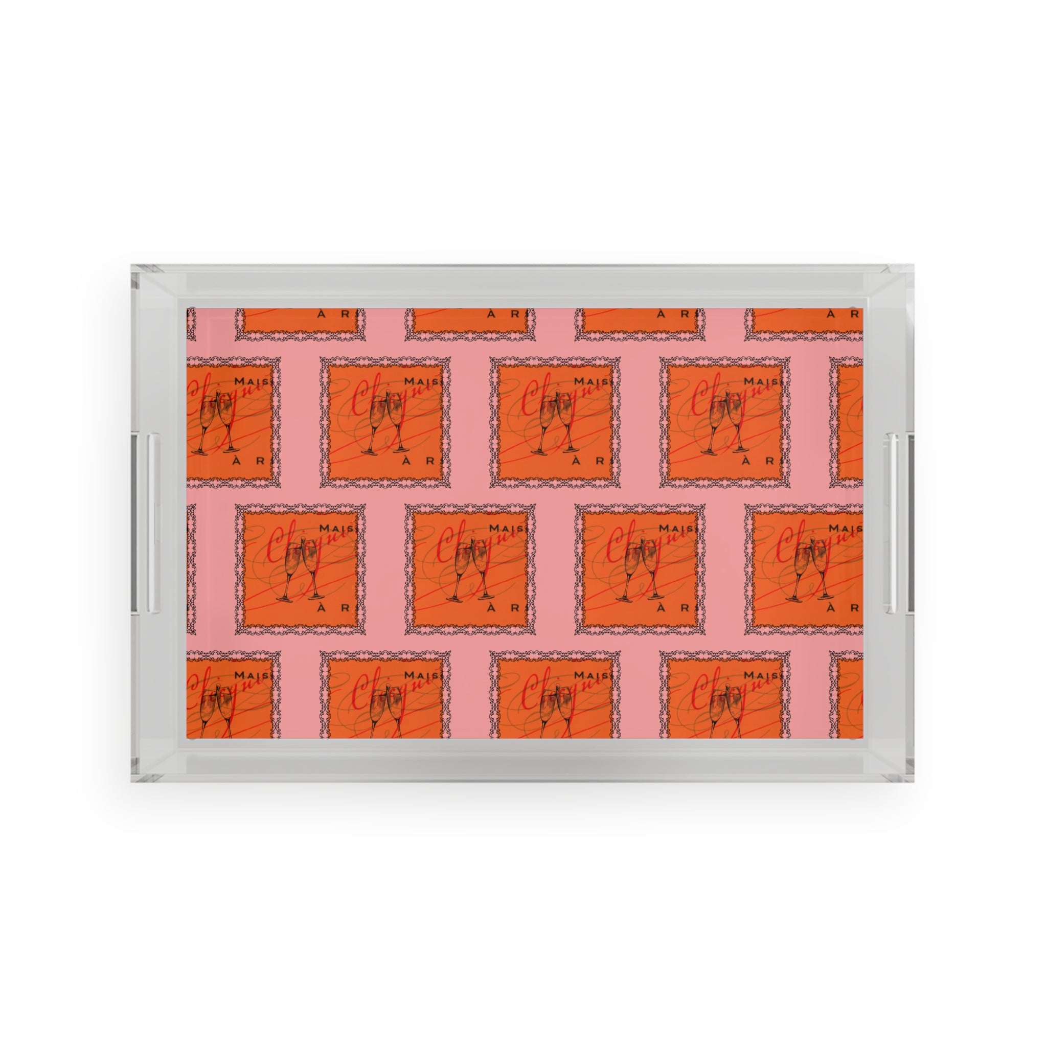 Champagne Problems Acrylic Serving Tray, 11 x 17, Valentine's Gift, Hostess, Bubbly, Blame it on the Veuve, Vanity Pink and Orange Decor