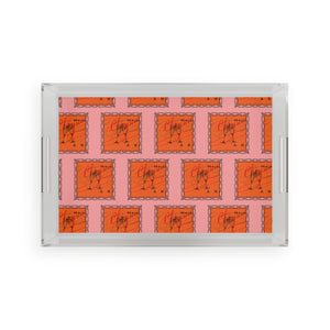 Champagne Problems Acrylic Serving Tray, 11 x 17, Valentine's Gift, Hostess, Bubbly, Blame it on the Veuve, Vanity Pink and Orange Decor